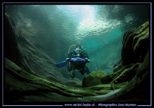My wife diving the Val Maggia River... Que du bonheur... ... by Michel Lonfat 